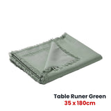 Vintage Design Homewares Gypsy Green Washed Linen Cotton Table Runner 35 x 180cm