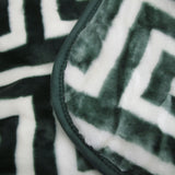 Bloomington 800GSM Greek Key Green Winter Premium Quality 1 Ply Mink Blanket Queen