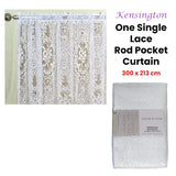 Yours to Love One Kensington White Lace Rod Pocket Curtain 300 x 213 cm