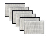 Set of 6 Bamboo Table Placemats White with Black Border 30 x 45cm