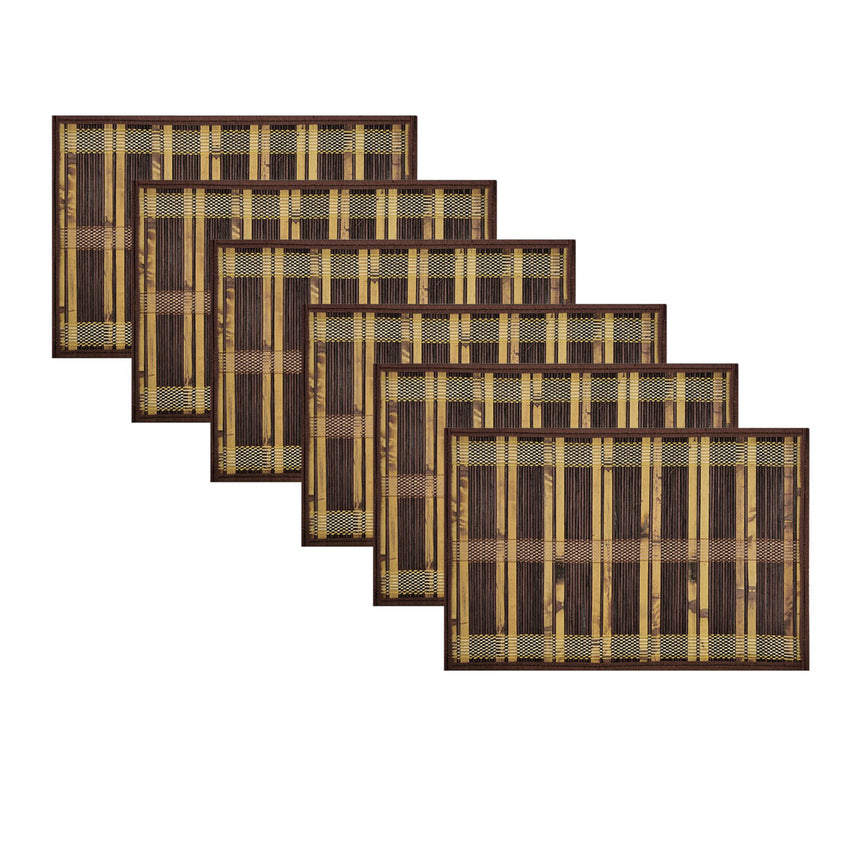 Set of 6 Natural 2 Tone Bamboo Table Placemats 30 x 45cm