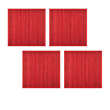 Set of 4 Square Broad Slat Bamboo Table Placemats 35 x 35cm Red