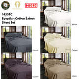 Ramesses 1450TC Egyptian Cotton Sateen Sheet Set White Queen