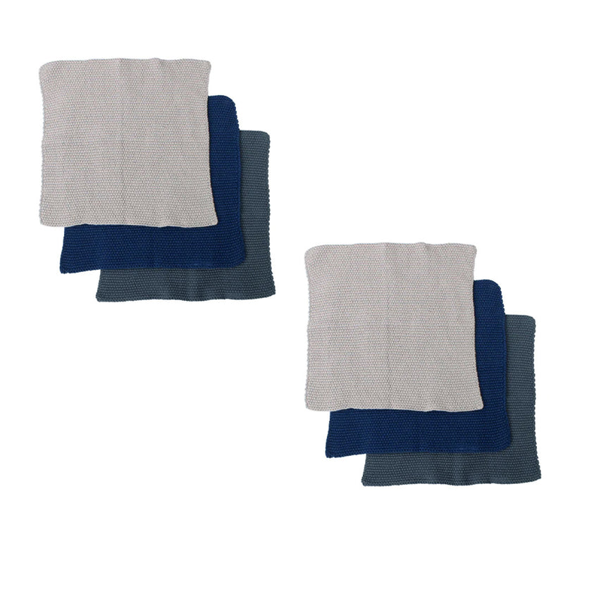 Ladelle Set of 6 Eco Knitted Cotton Dishcloth 27 x 27cm Navy