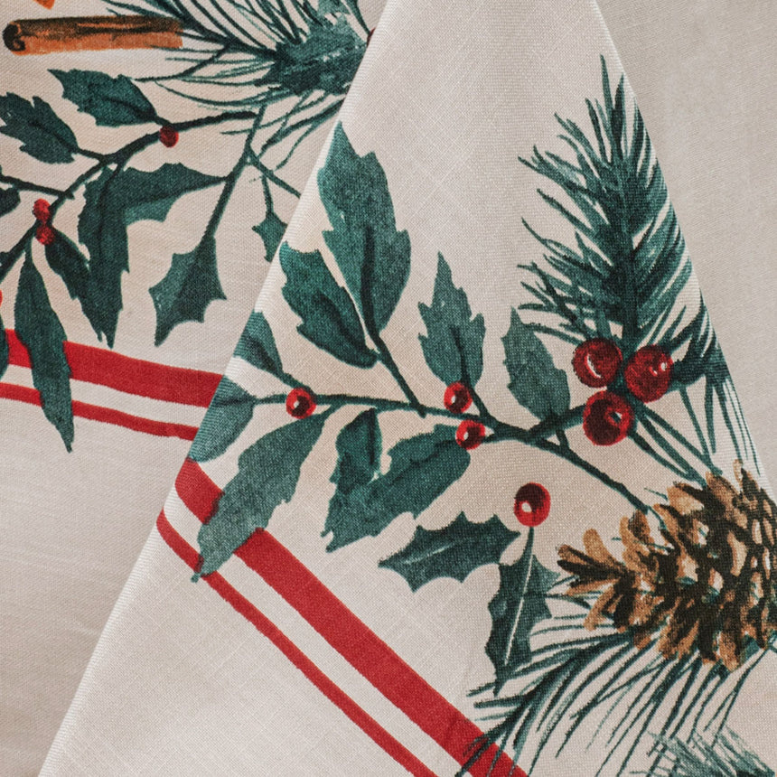 Ladelle 100% Cotton Evergreen Festive Christmas Holiday Tablecloth 150 x 300 cm