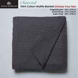 Logan and Mason Charcoal 100% Cotton Waffle Blanket Queen/King