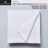 Logan and Mason White 100% Cotton Waffle Blanket Queen/King