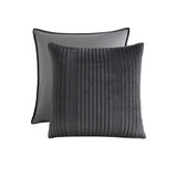 Private Collection Pair of Barlow Slate Embroidered Velvet European Pillowcases 65 x 65cm