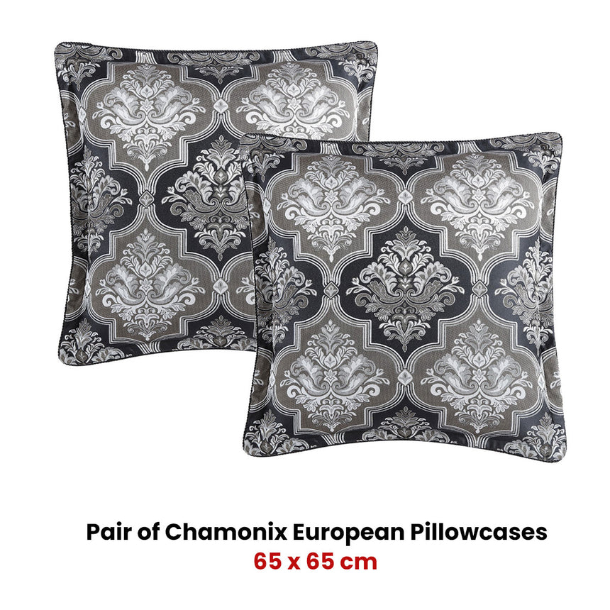 Davinci Pair of Chamonix Silver European Pillowcases 65 x 65cm