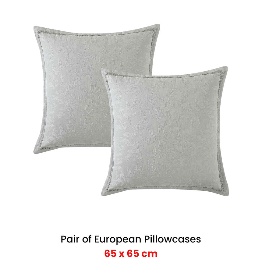 Private Collection Pair of Valentina Cloud Jacquard European Pillowcases 65 x 65cm