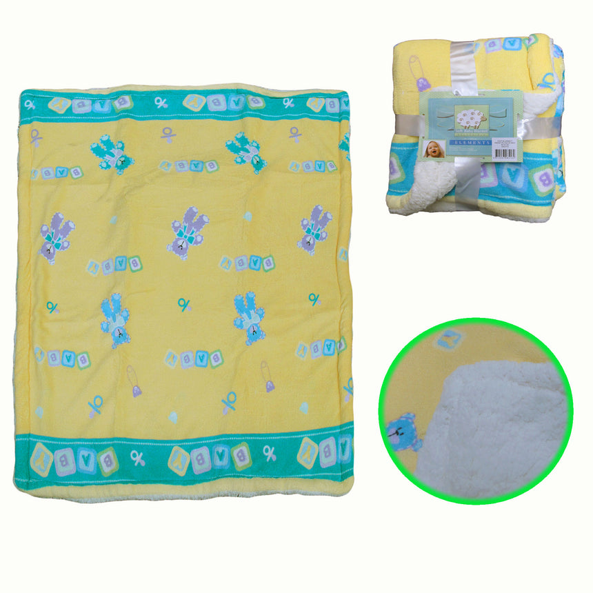 Elements Soft Coral Fleece Baby Blanket 80 x 100 cm - Yellow