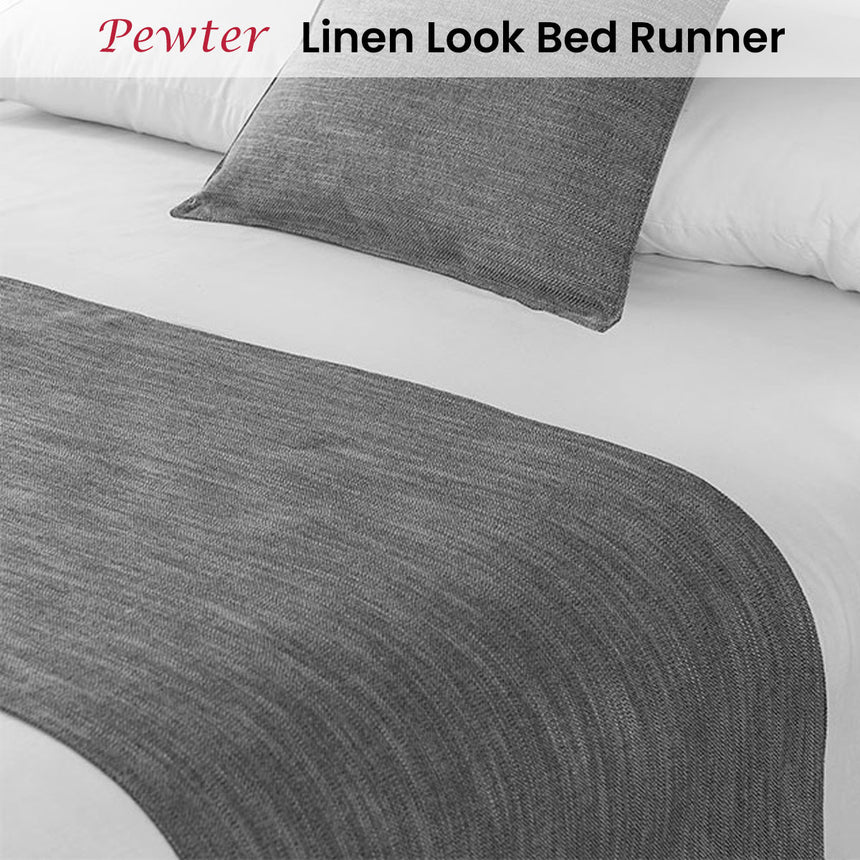 Jason Linen Look Pewter Bed Runner Double/Queen