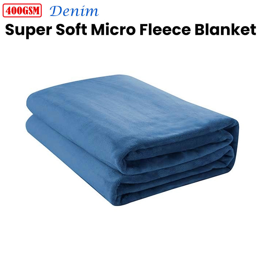 Jason  400GSM Super Soft Micro Fleece Blanket Denim Single