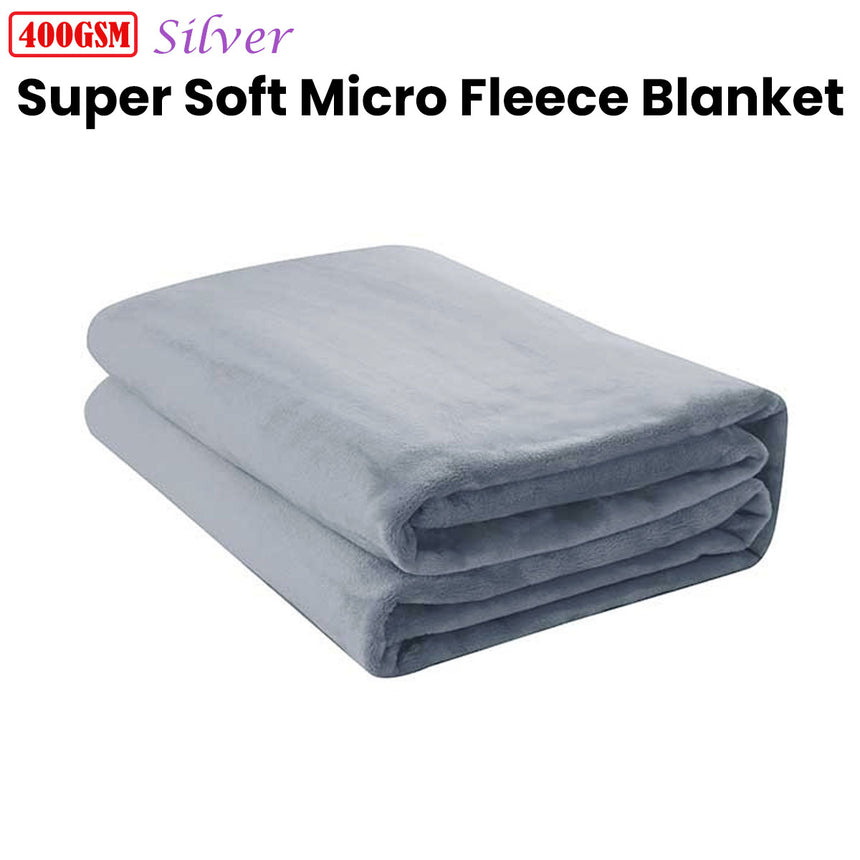 Jason 400GSM Super Soft Micro Fleece Blanket Silver Queen