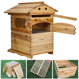 Wooden-Beekeeping-Beehive-House-+7PCS-Upgraded-Auto-Honey-Bee-comb-Hive-Frame