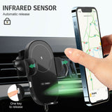 Automatic Clamping 15W Wireless Car Fast Charger Mount 2in1 Car Phone Holder