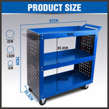 Blue 3-Tier Tool Cart Storage Trolley Toolbox Workshop Garage Organiser 150kg Blue