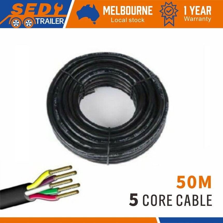 Trailer Cable 50M X 5 Core Wire Cable Automotive Boat Caravan Truck Coil V90 PVC