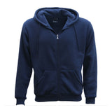 Adult Unisex Zip Plain Fleece Hoodie Hooded Jacket Mens Sweatshirt Jumper XS-8XL, Navy, XL