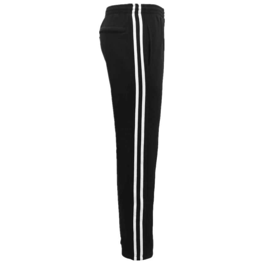 Men's Fleece Casual Sports Track Pants w Zip Pocket Striped Sweat Trousers S-6XL, Black, S