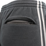 Men's Fleece Casual Sports Track Pants w Zip Pocket Striped Sweat Trousers S-6XL, Dark Grey, XL