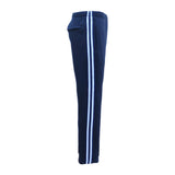 Men's Fleece Casual Sports Track Pants w Zip Pocket Striped Sweat Trousers S-6XL, Navy, M