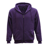 Adult Unisex Zip Plain Fleece Hoodie Hooded Jacket Mens Sweatshirt Jumper XS-8XL, Purple, XS