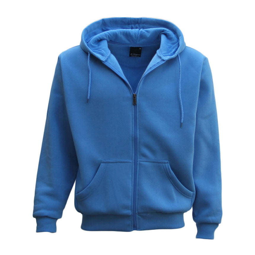 Adult Unisex Zip Plain Fleece Hoodie Hooded Jacket Mens Sweatshirt Jumper XS-8XL, Blue, 2XL