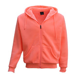 Adult Unisex Zip Plain Fleece Hoodie Hooded Jacket Mens Sweatshirt Jumper XS-8XL, Peach, XS