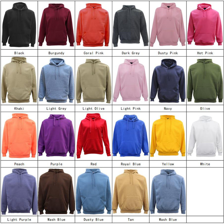 Adult Unisex Men's Basic Plain Hoodie Pullover Sweater Sweatshirt Jumper XS-8XL, Black, XS