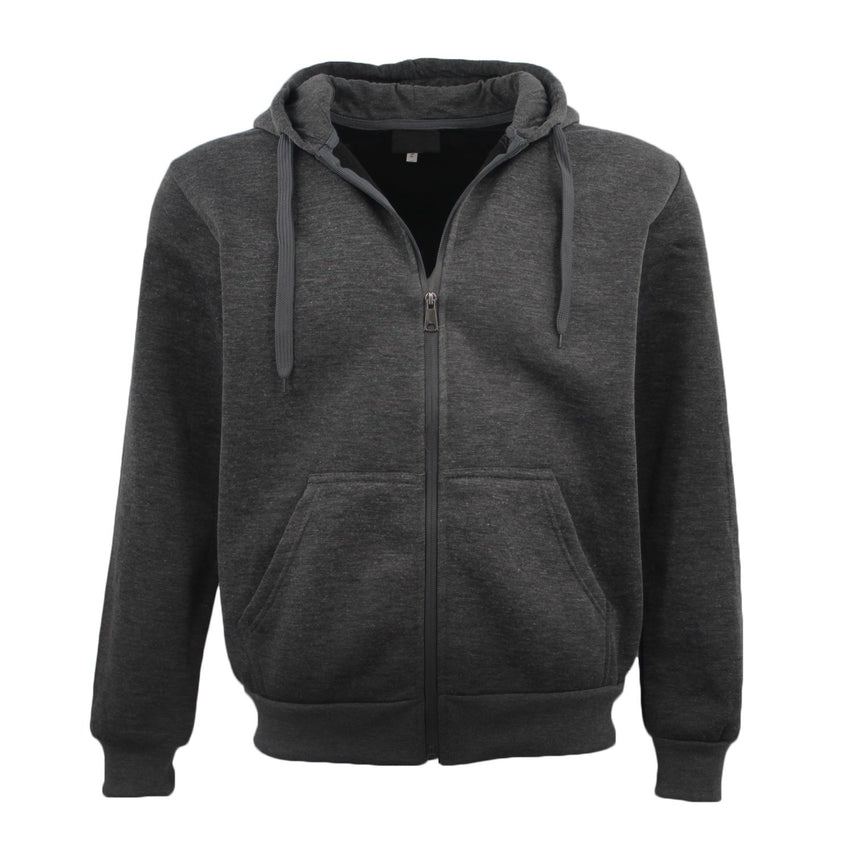 Adult Unisex Zip Plain Fleece Hoodie Hooded Jacket Mens Sweatshirt Jumper XS-8XL, Dark Grey, M