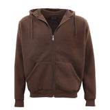 Adult Unisex Zip Plain Fleece Hoodie Hooded Jacket Mens Sweatshirt Jumper XS-8XL, Brown, XS