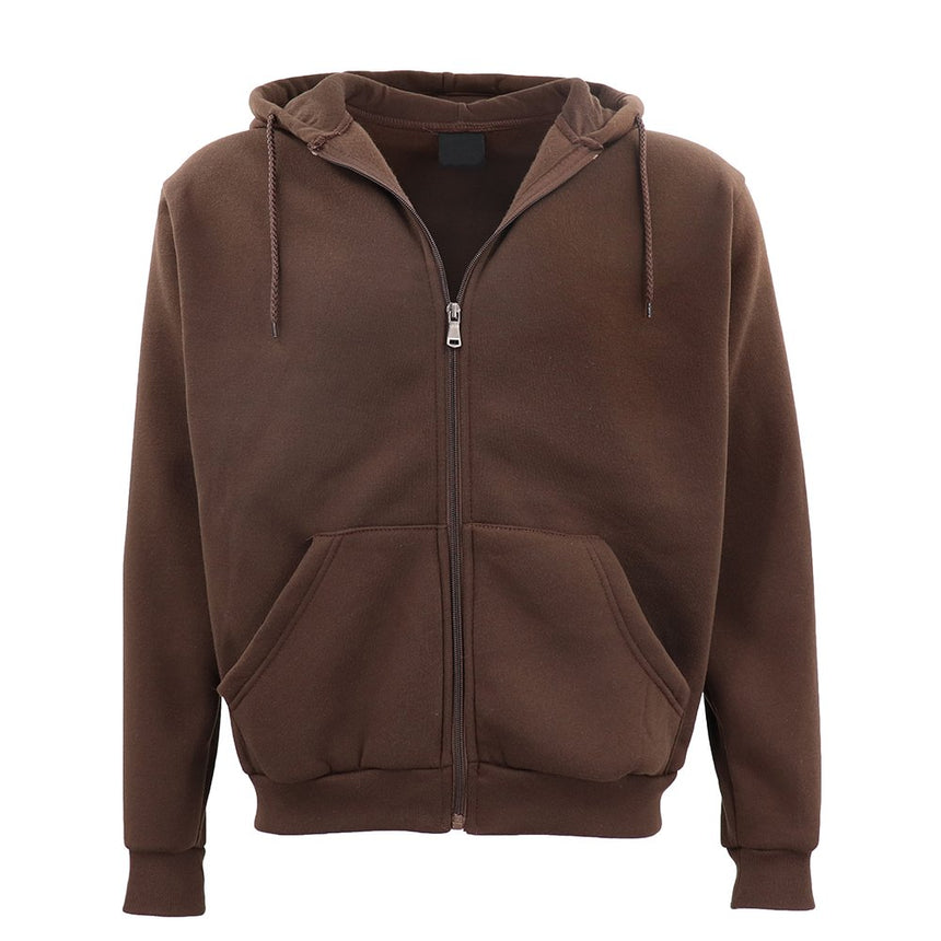 Adult Unisex Zip Plain Fleece Hoodie Hooded Jacket Mens Sweatshirt Jumper XS-8XL, Brown, 2XL