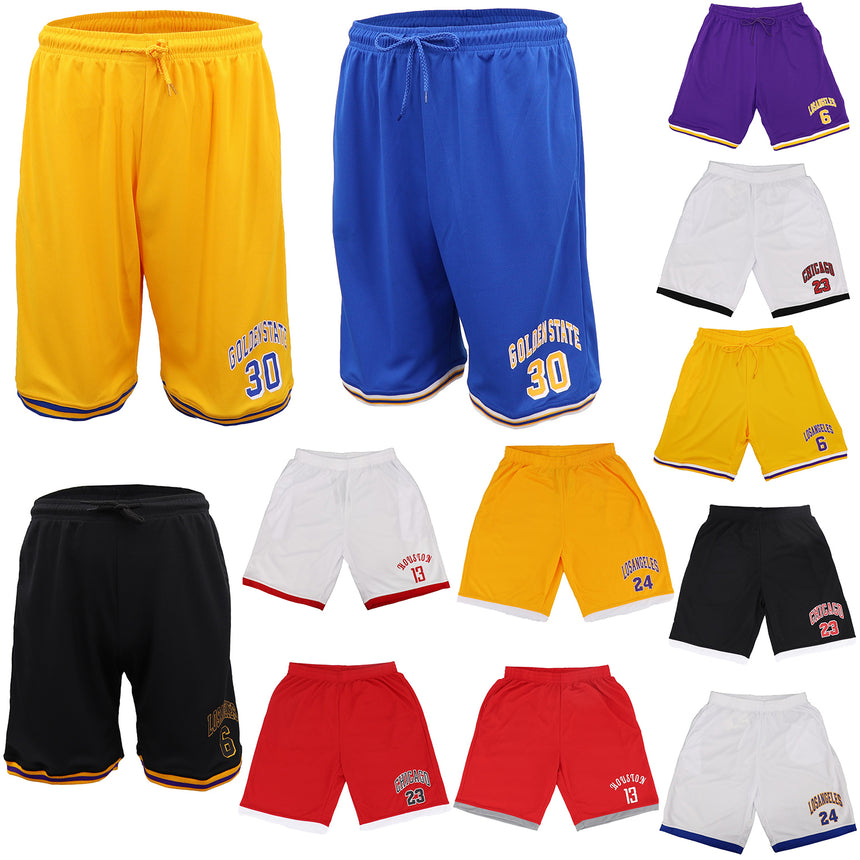 Men's Basketball Sports Shorts Gym Jogging Swim Board Boxing Sweat Casual Pants, Red - Houston 13, M