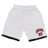 Men's Basketball Sports Shorts Gym Jogging Swim Board Boxing Sweat Casual Pants, White - Chicago 23, XL