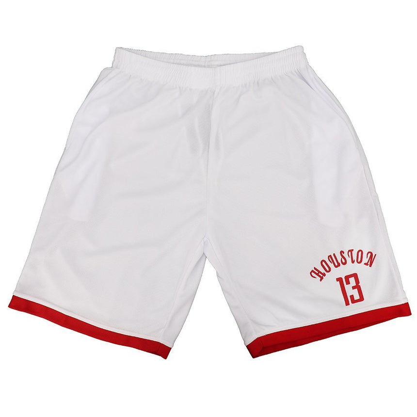 Men's Basketball Sports Shorts Gym Jogging Swim Board Boxing Sweat Casual Pants, White - Houston 13, S