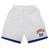 Men's Basketball Sports Shorts Gym Jogging Swim Board Boxing Sweat Casual Pants, White - Los Angeles 24, M