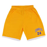 Men's Basketball Sports Shorts Gym Jogging Swim Board Boxing Sweat Casual Pants, Yellow - Los Angeles 24, M