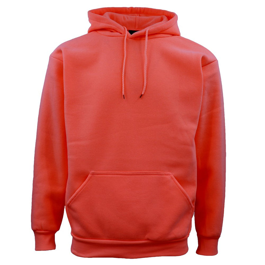 Adult Unisex Men's Basic Plain Hoodie Pullover Sweater Sweatshirt Jumper XS-8XL, Coral Pink, 3XL