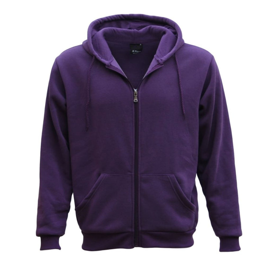 Adult Unisex Zip Plain Fleece Hoodie Hooded Jacket Mens Sweatshirt Jumper XS-8XL, Purple, 5XL