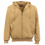 Adult Unisex Zip Plain Fleece Hoodie Hooded Jacket Mens Sweatshirt Jumper XS-8XL, Tan, XL