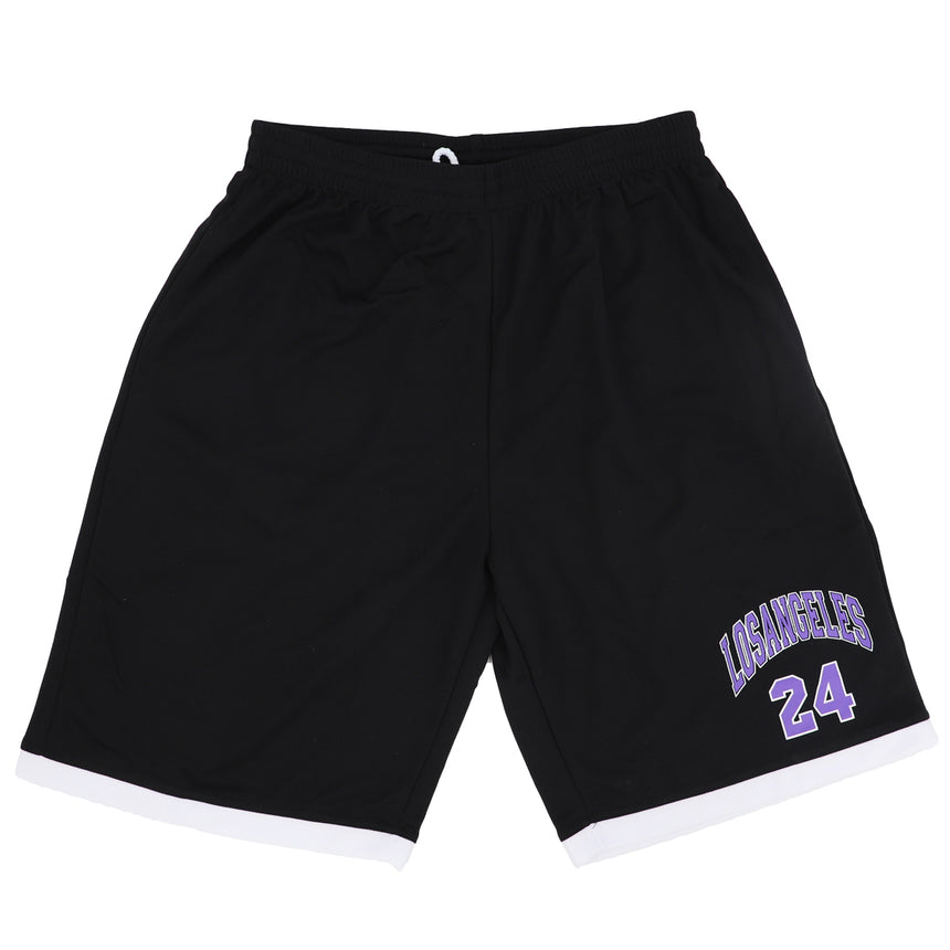 Men's Basketball Sports Shorts Gym Jogging Swim Board Boxing Sweat Casual Pants, Black - Los Angeles 24, M