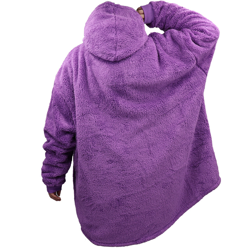 Oversized Soft Pullover Plain Hoodie Warm Fleece Blanket Plush Winter Sweatshirt, Purple Tie-Dye, Adult