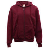 Adult Unisex Zip Plain Fleece Hoodie Hooded Jacket Mens Sweatshirt Jumper XS-8XL, Burgundy, 4XL