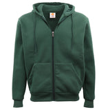 Adult Unisex Zip Plain Fleece Hoodie Hooded Jacket Mens Sweatshirt Jumper XS-8XL, Dark Green, S