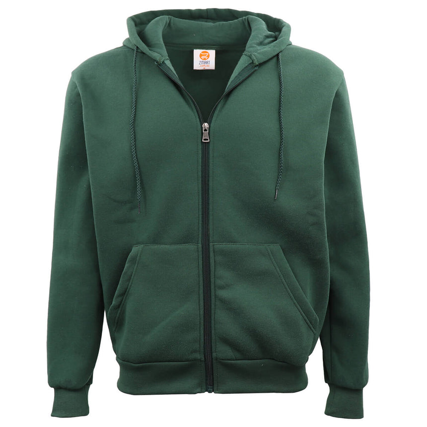 Adult Unisex Zip Plain Fleece Hoodie Hooded Jacket Mens Sweatshirt Jumper XS-8XL, Dark Green, M