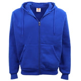 Adult Unisex Zip Plain Fleece Hoodie Hooded Jacket Mens Sweatshirt Jumper XS-8XL, Royal Blue, XS