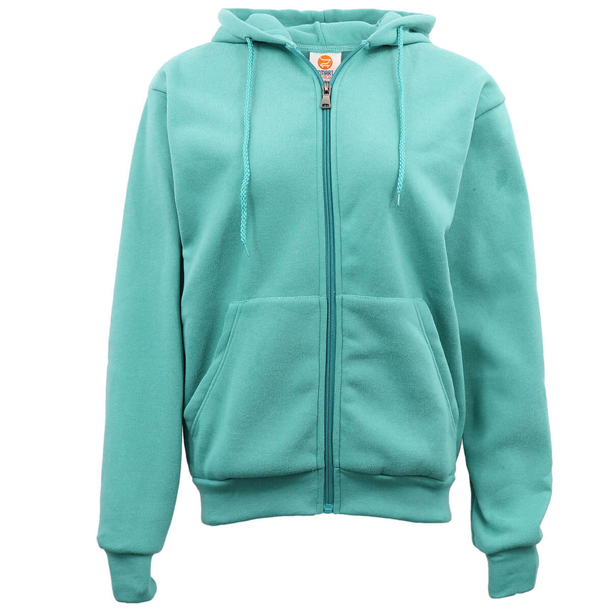 Adult Unisex Zip Plain Fleece Hoodie Hooded Jacket Mens Sweatshirt Jumper XS-8XL, Teal, S