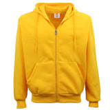 Adult Unisex Zip Plain Fleece Hoodie Hooded Jacket Mens Sweatshirt Jumper XS-8XL, Yellow, M