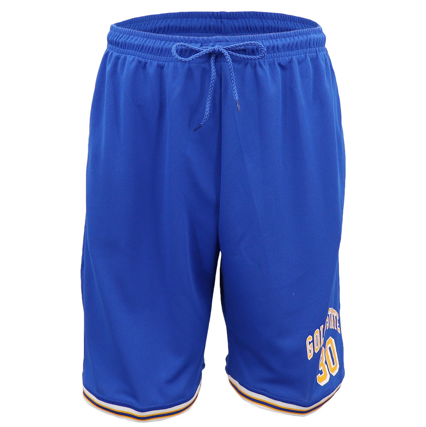 Men's Basketball Sports Shorts Gym Jogging Swim Board Boxing Sweat Casual Pants, Blue - Golden State 30, S